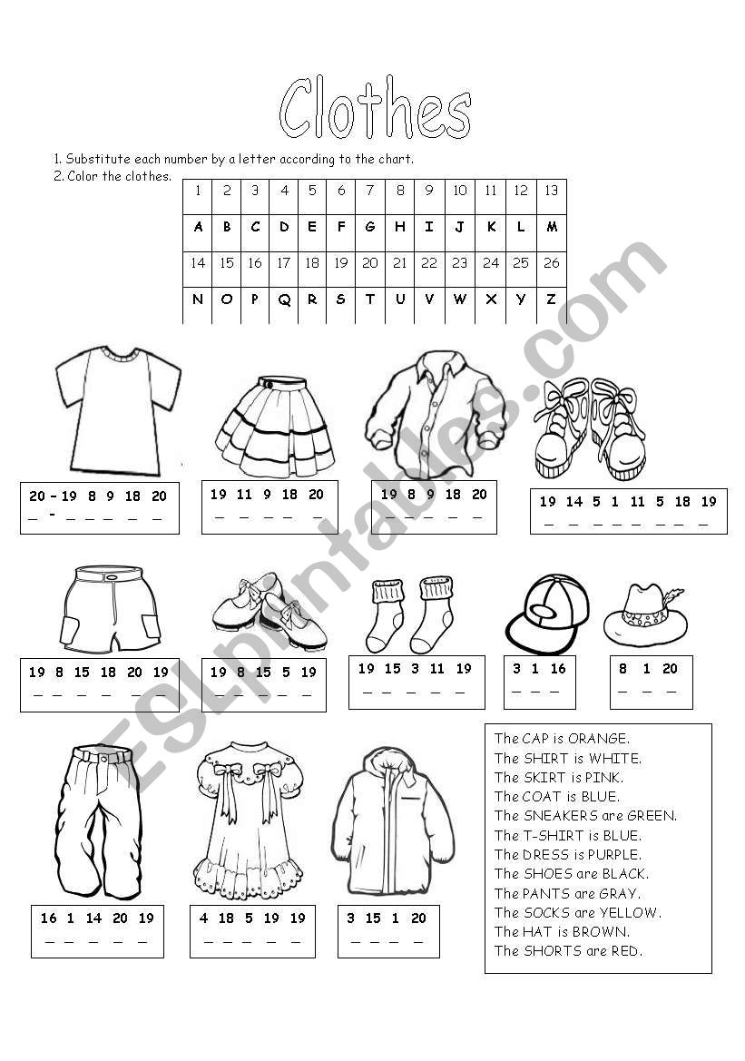 Clothes And Colors Esl Worksheet By Regina Di