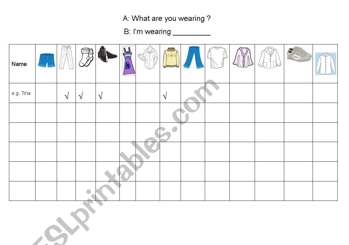 What are you wearing ? worksheet