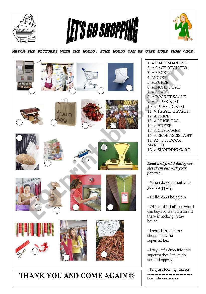 Let S Go Shopping Esl Worksheet By Jaya Radhika