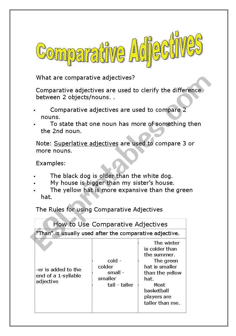 comperatives worksheet