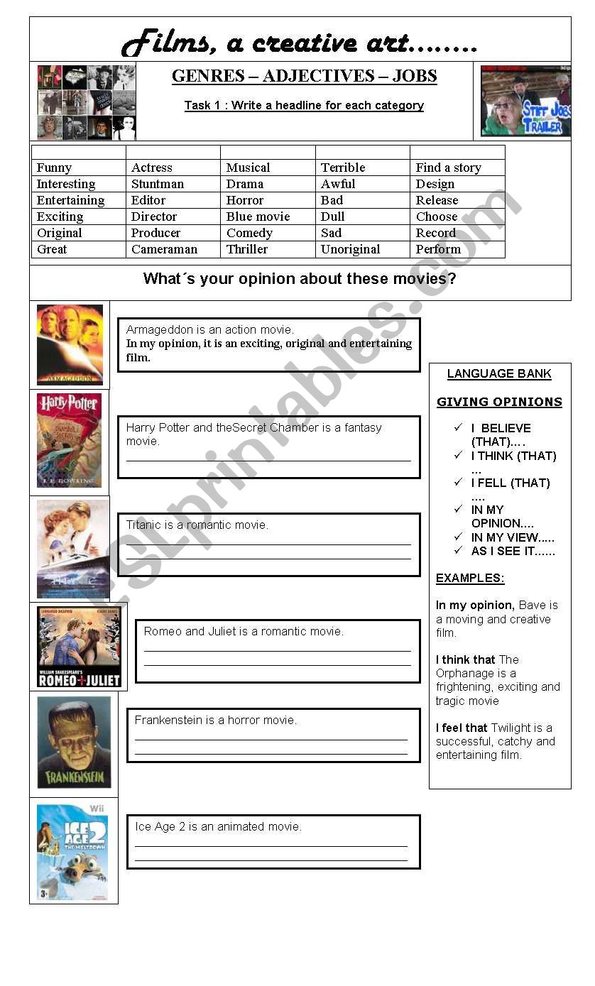 FILMS ESL Worksheet By Issamozeen