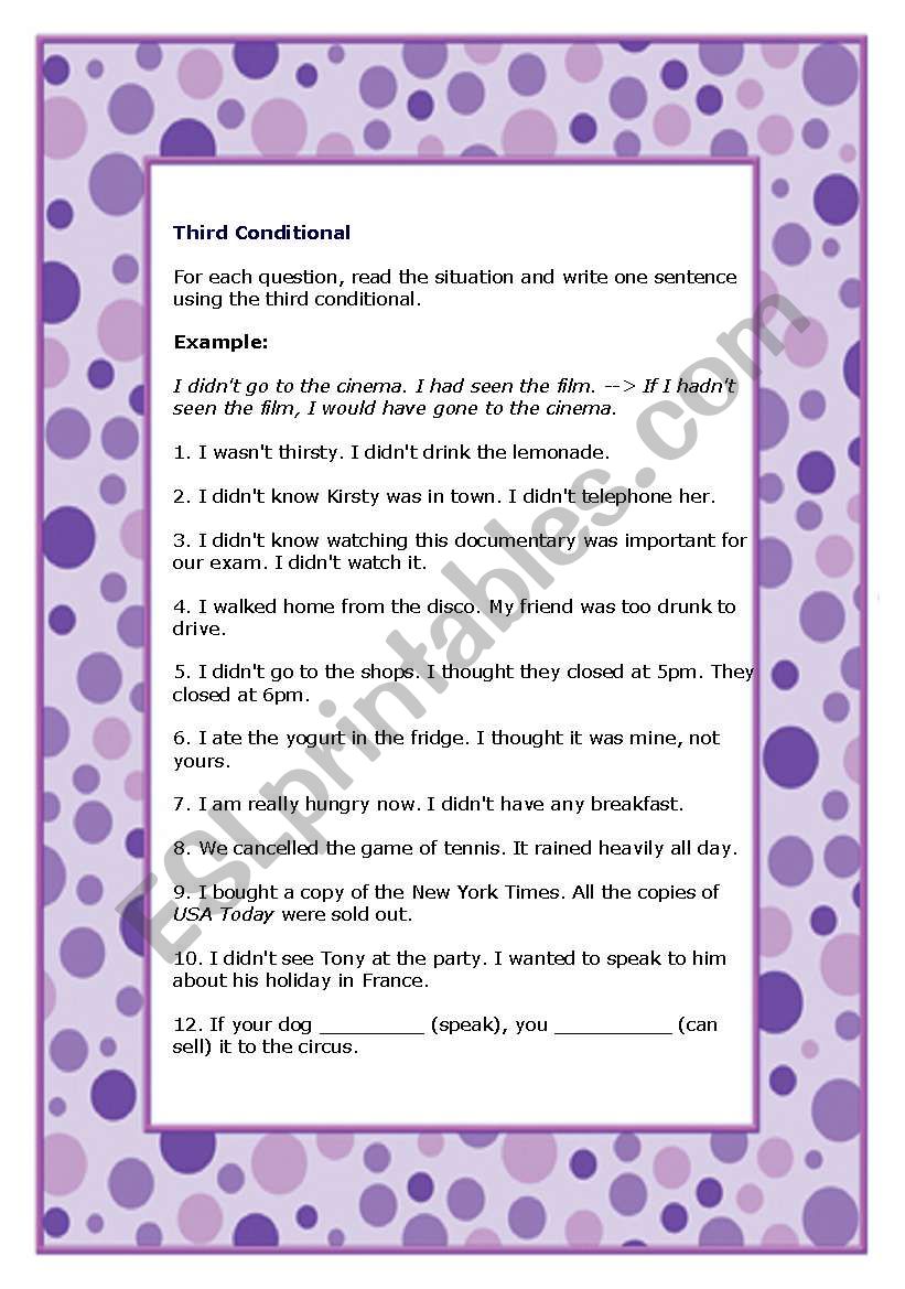 Third Conditional - part III worksheet