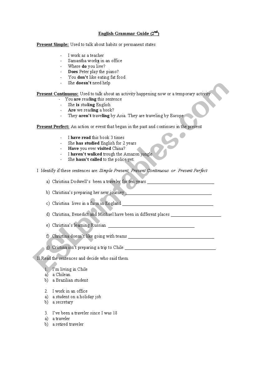 GRAMMAR worksheet