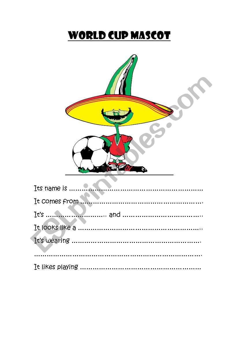 world cup mascot pique worksheet