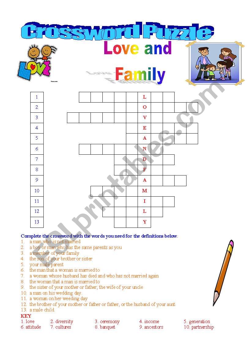 Love and Family worksheet