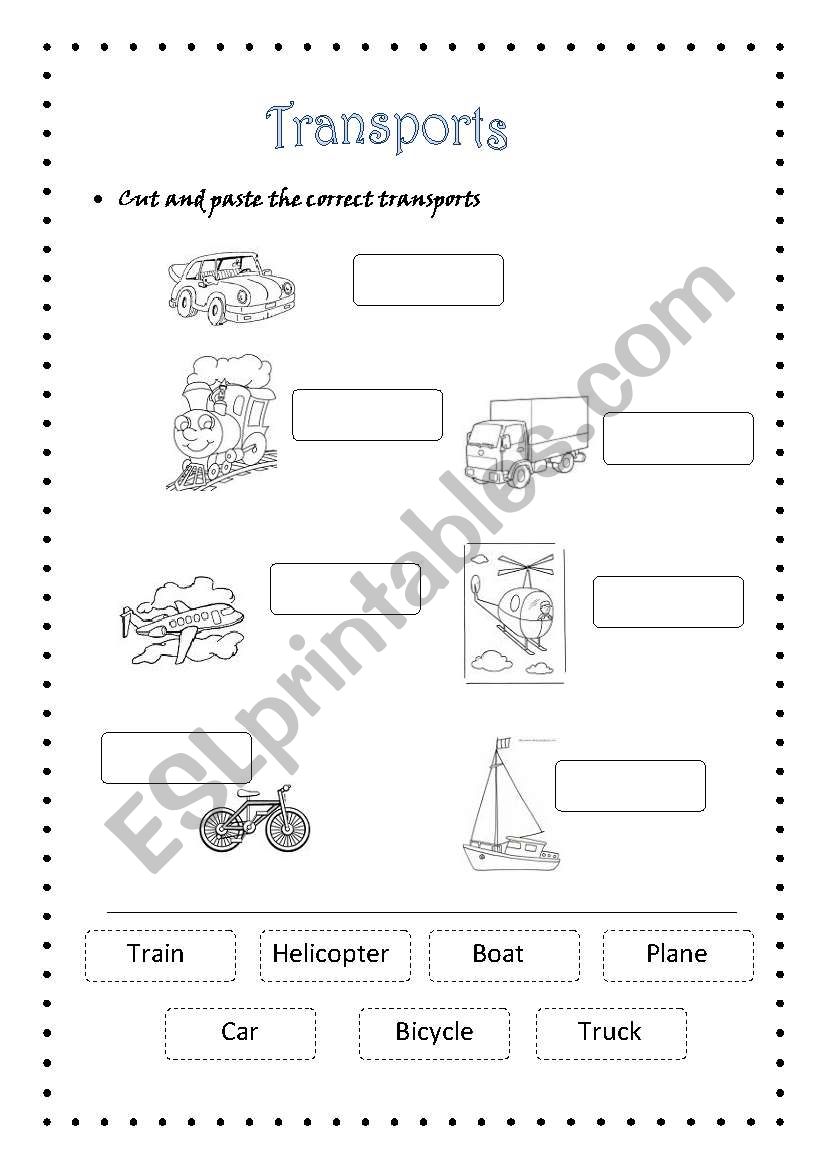 transports worksheet