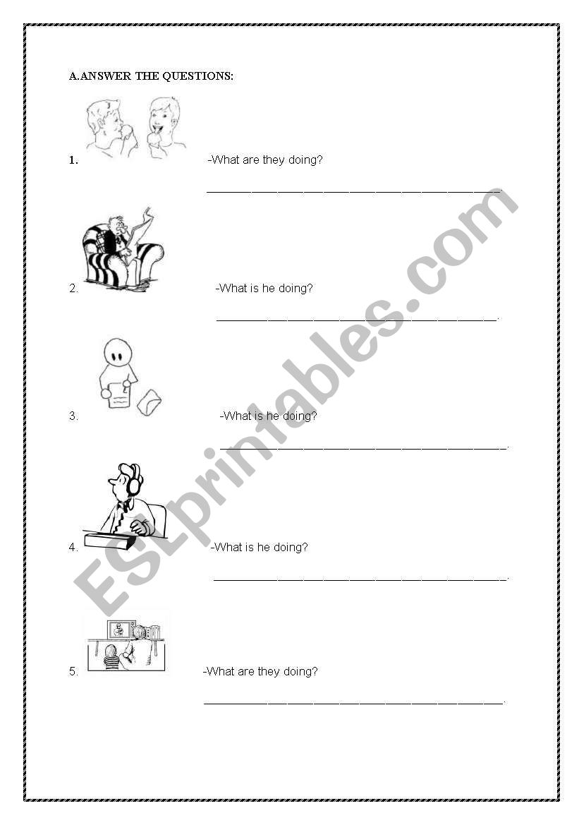 present continious tense worksheet