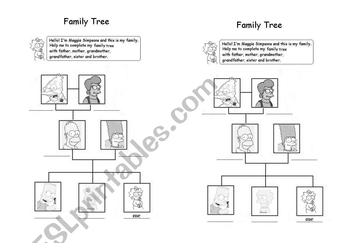 Family Tree (Simpsons) worksheet