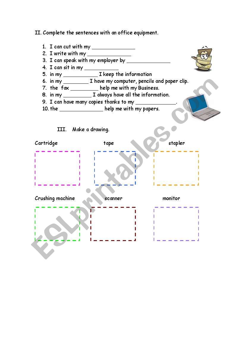 Office equipment - ESL worksheet by LadyKitty