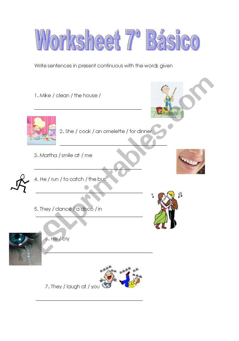 present continuous worksheet