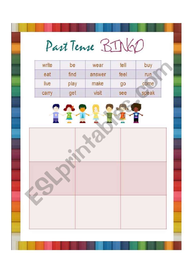 Past Tense BINGO worksheet