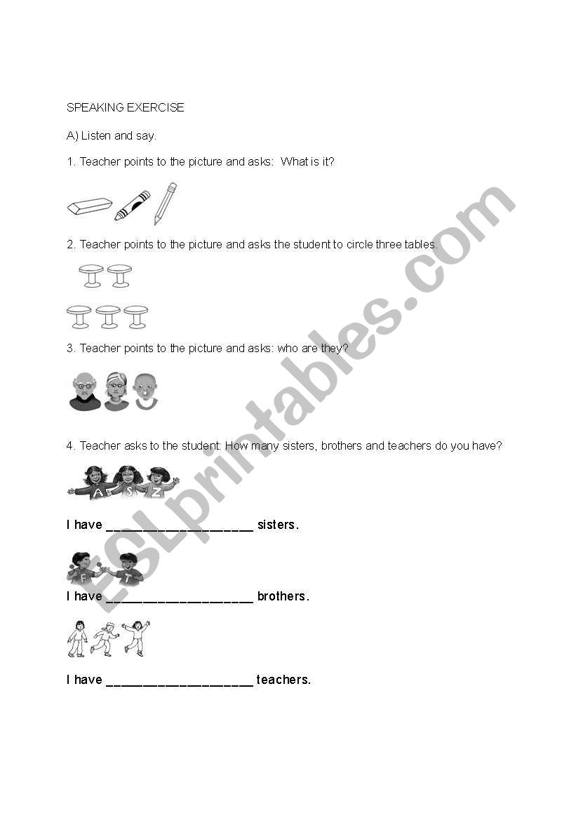 Speaking exercise worksheet