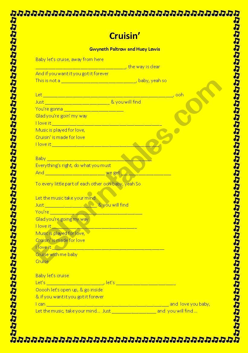 Cruisin  worksheet