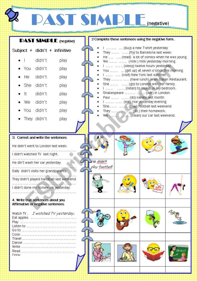 Past Simple Negative 2 4 ESL Worksheet By Isabel2010