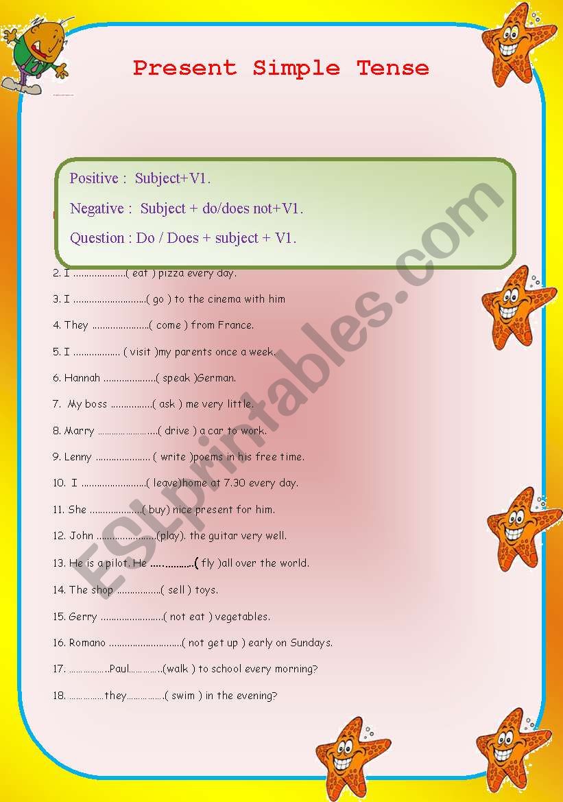 Present simple Tense worksheet