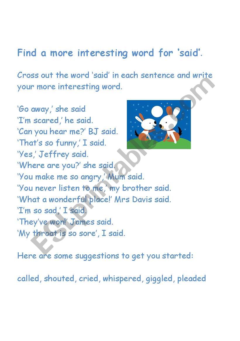 english-worksheets-better-words-than-said