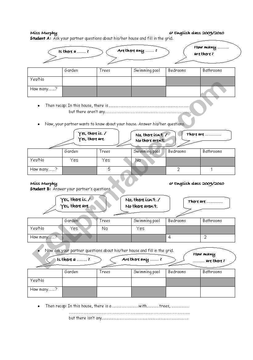 Talking about  houses worksheet