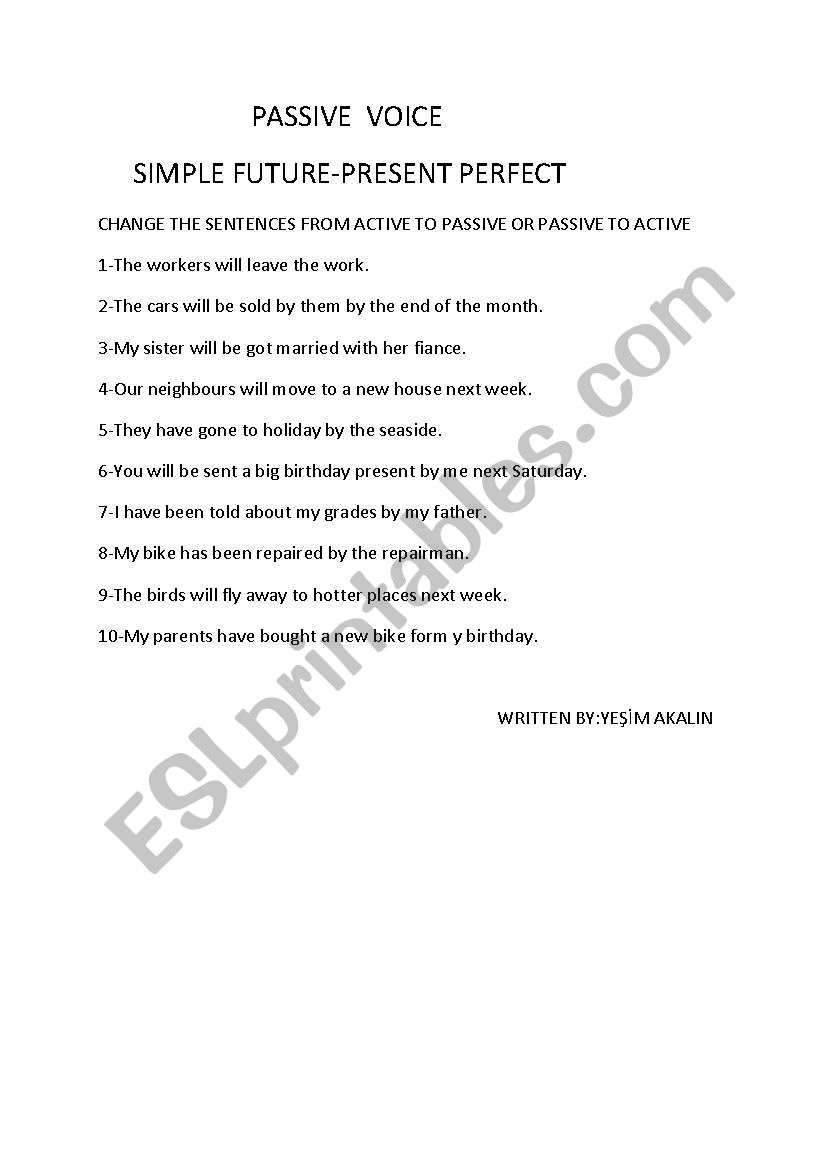 PASSIVE VOICE worksheet