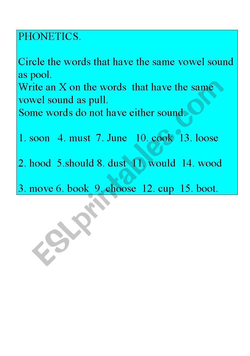 phonetics worksheet