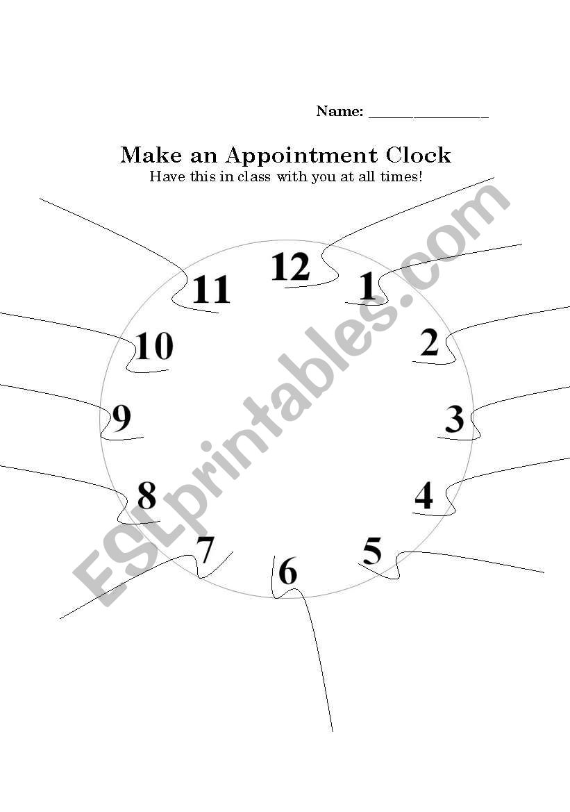 Appointment Clock worksheet