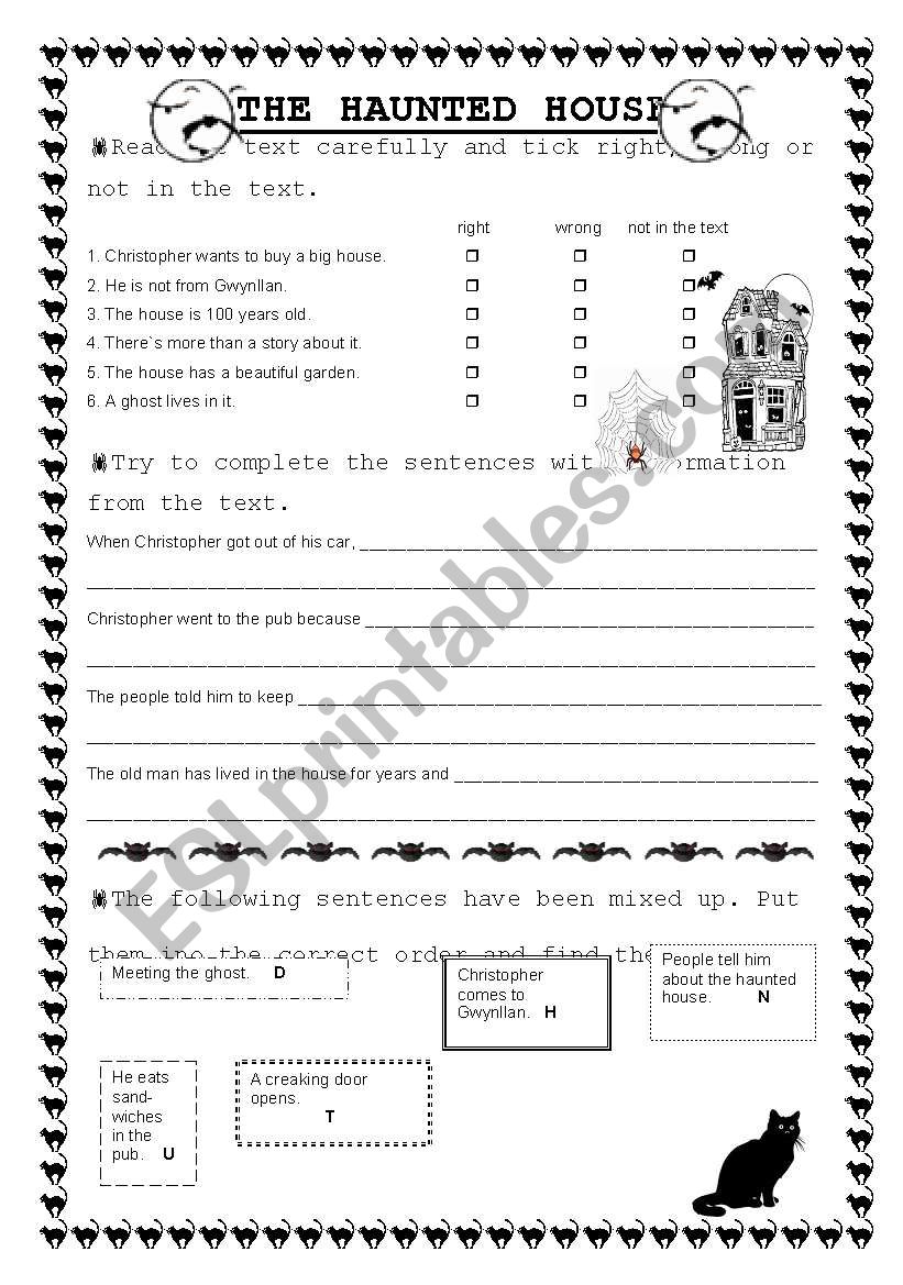 The haunted house worksheet