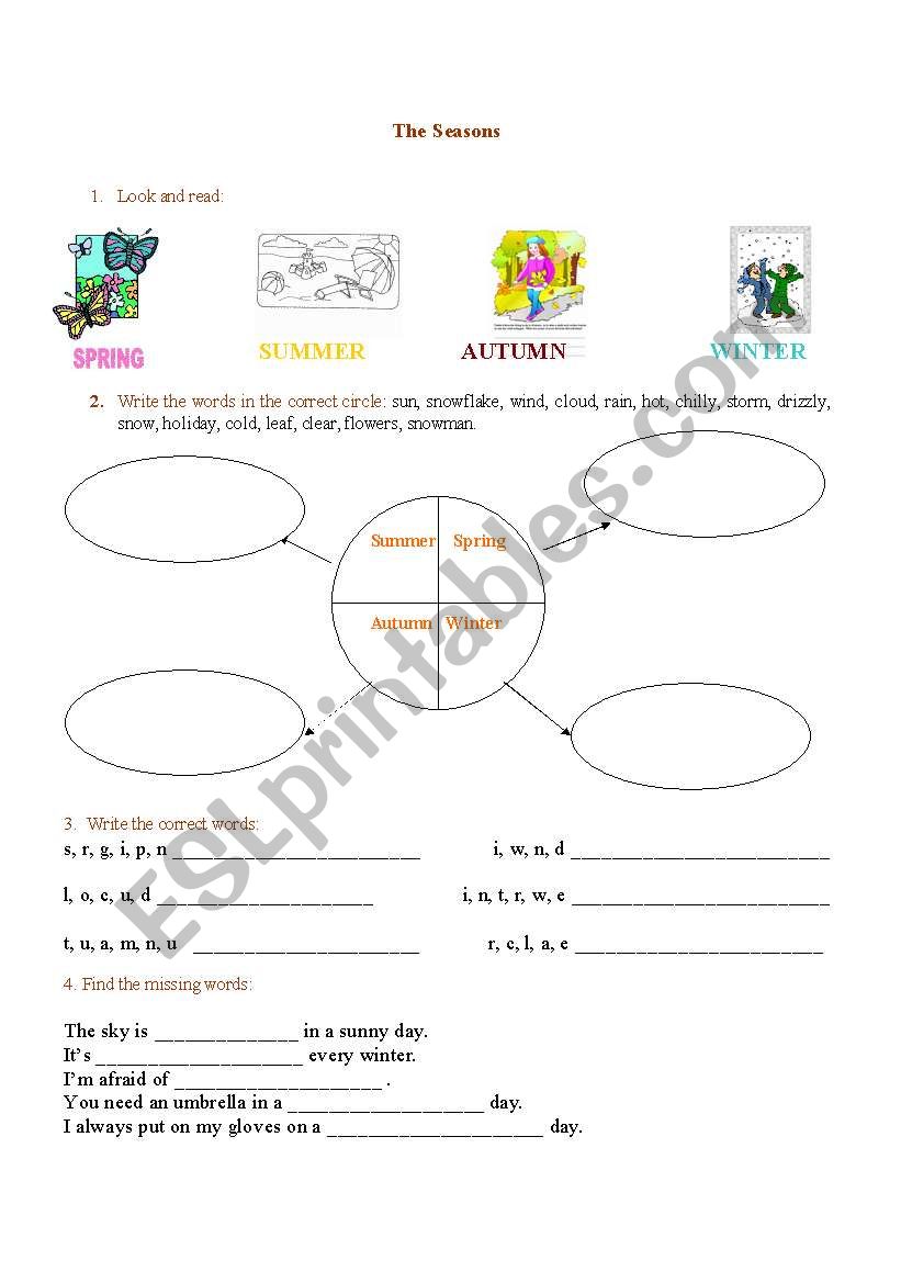 seasons worksheet