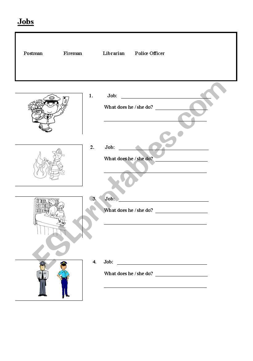 Whats my job? worksheet