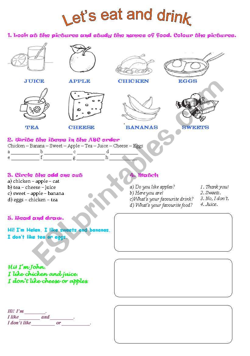 Let´s eat and drink - ESL worksheet by Julia-fil