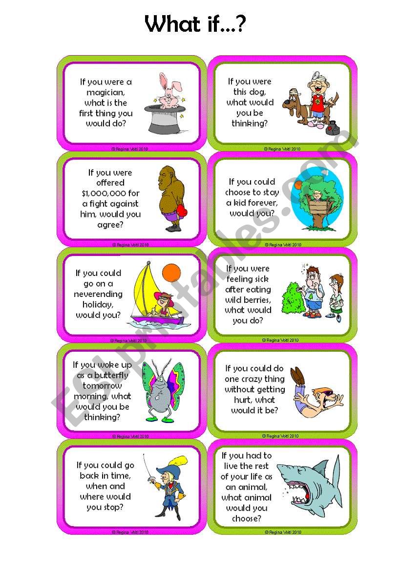 Adults Children 2nd Conditional Conversation Cards ESL Worksheet 