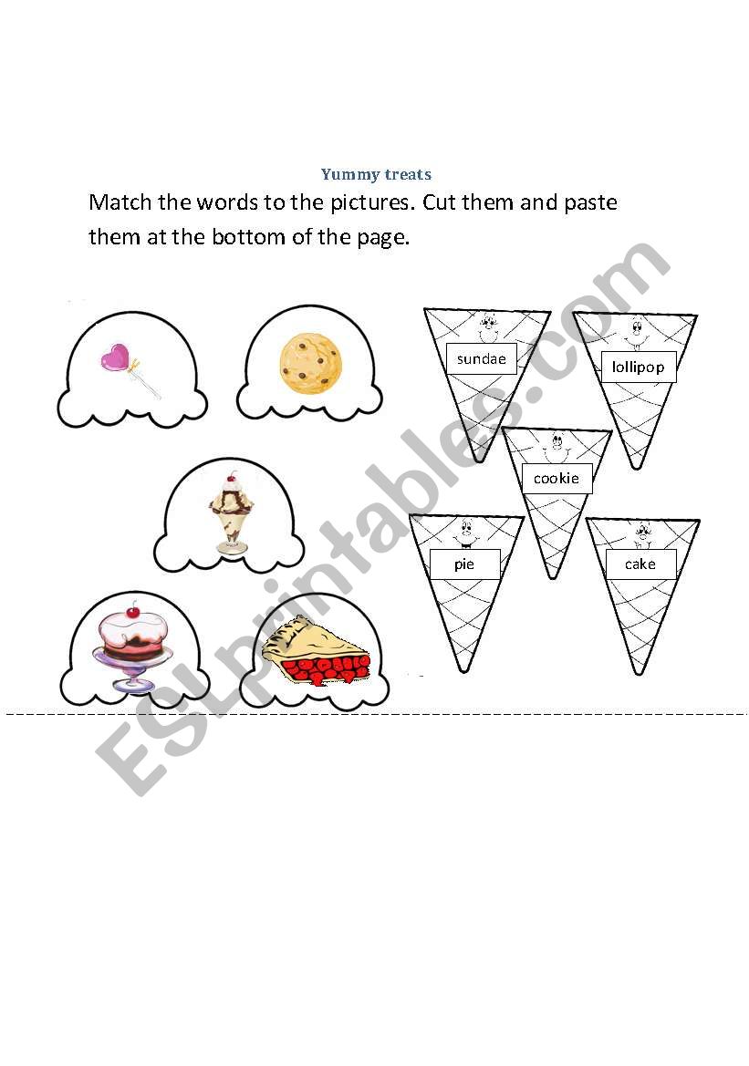 yummy treats  worksheet