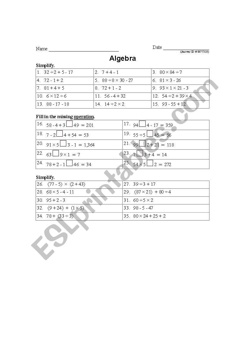 Occupational Math III worksheet