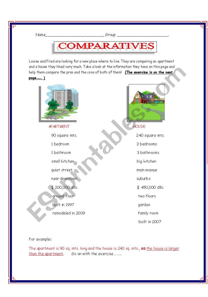 COMPARATIVES ( 1 OR MORE SYLLABLE ADJECTIVES) 2 SHEETS -WITH KEY