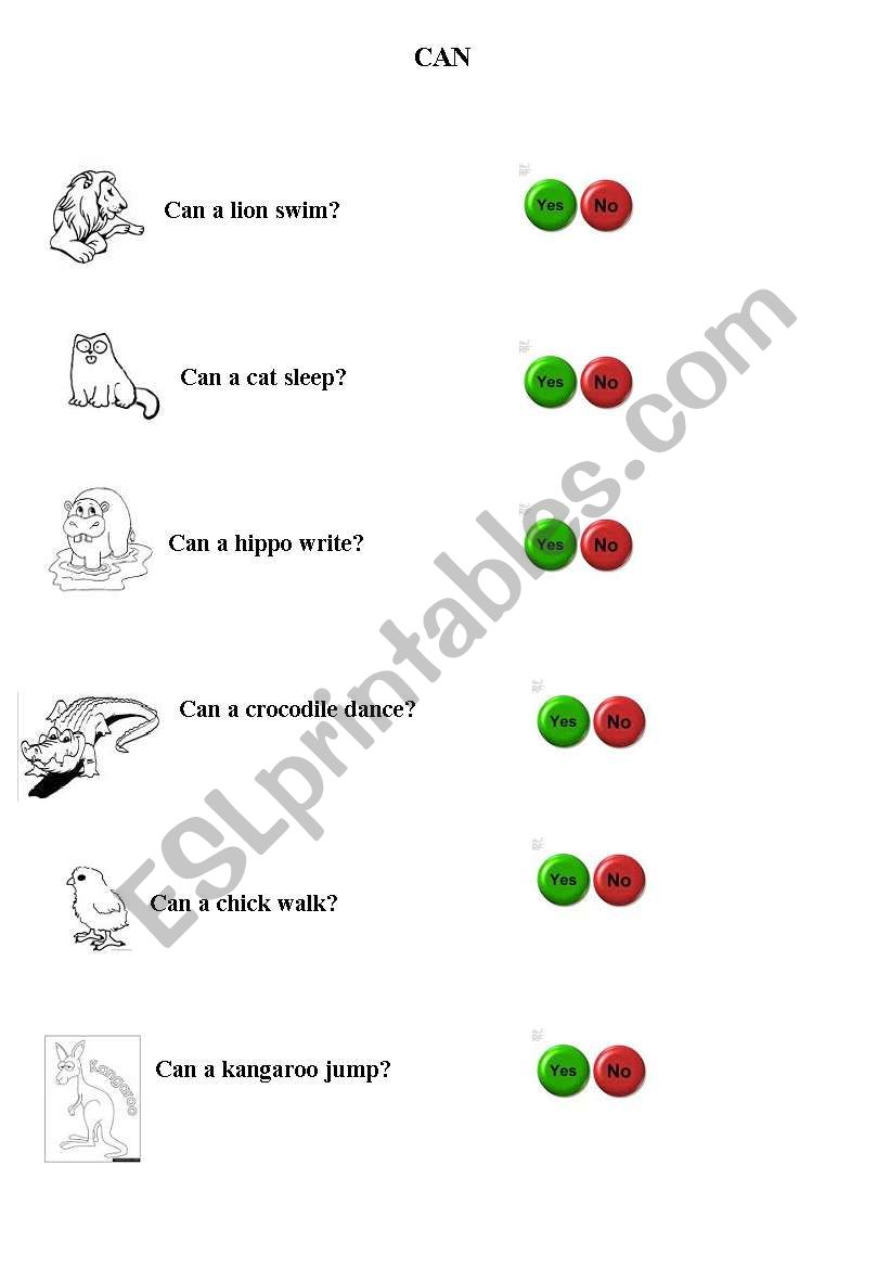 Can ..? worksheet