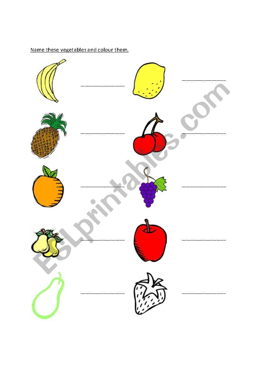 Fruits worksheet