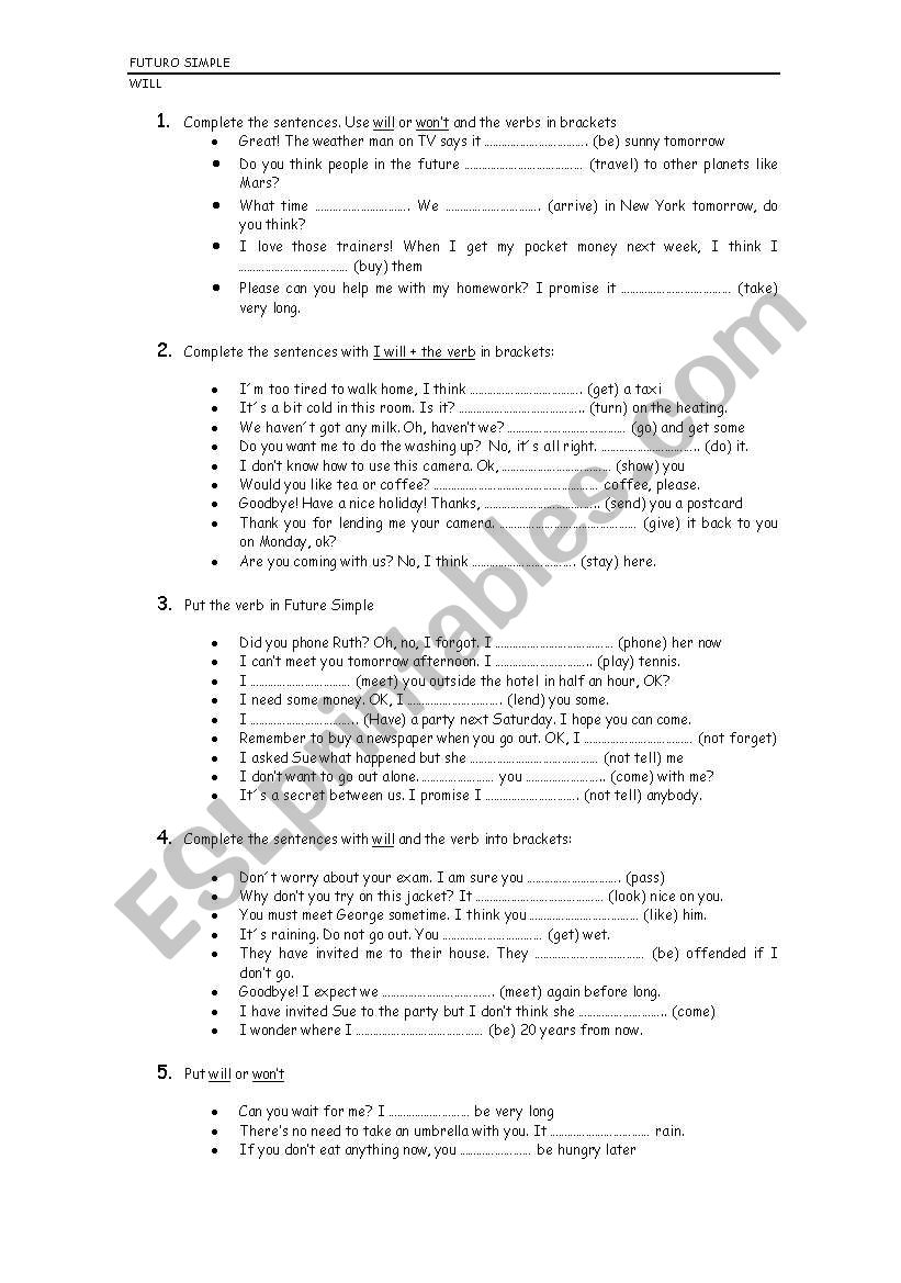 ´Will´ practice - ESL worksheet by asenet