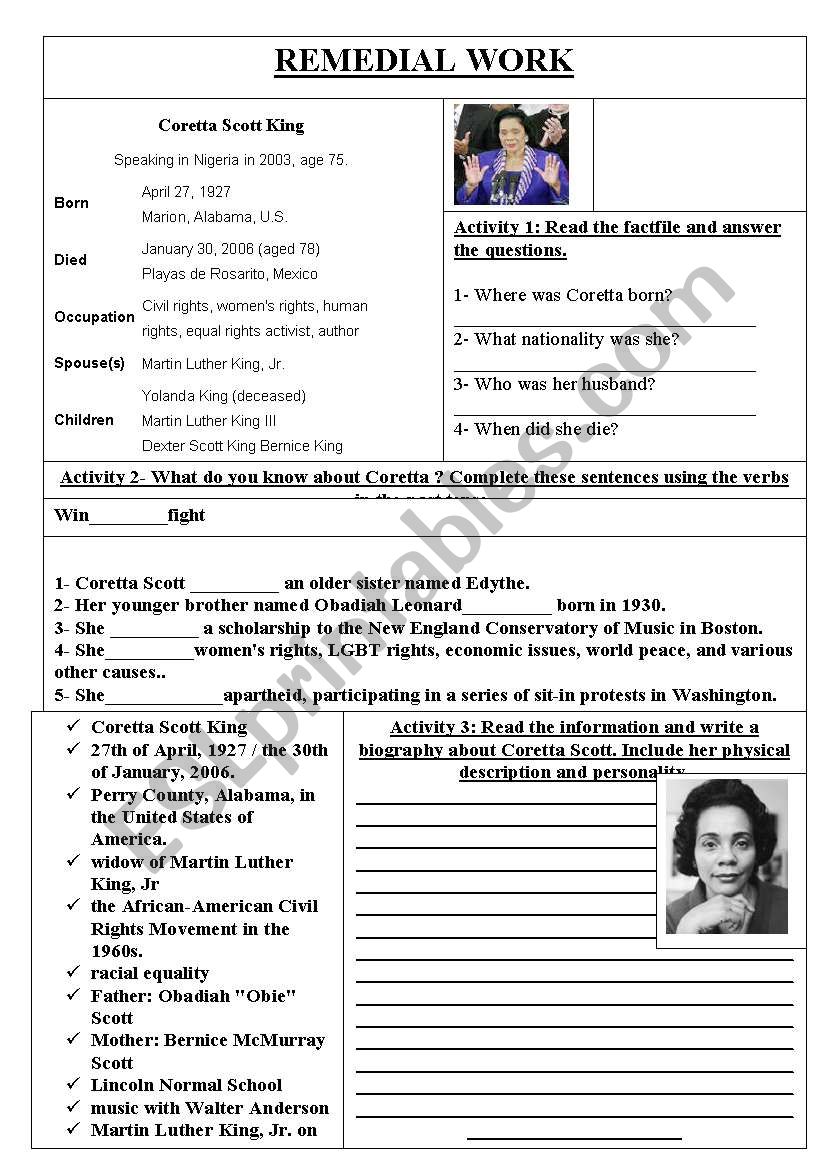 coretta scott worksheet