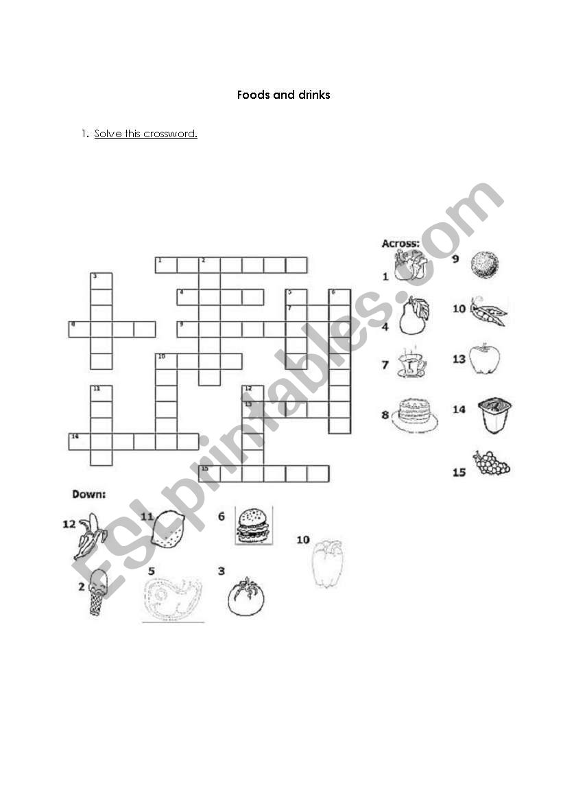 foods and drinks worksheet