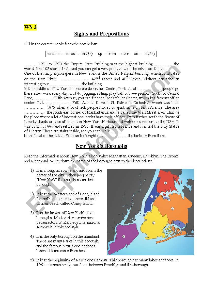 New York Boroughs and Prepositions