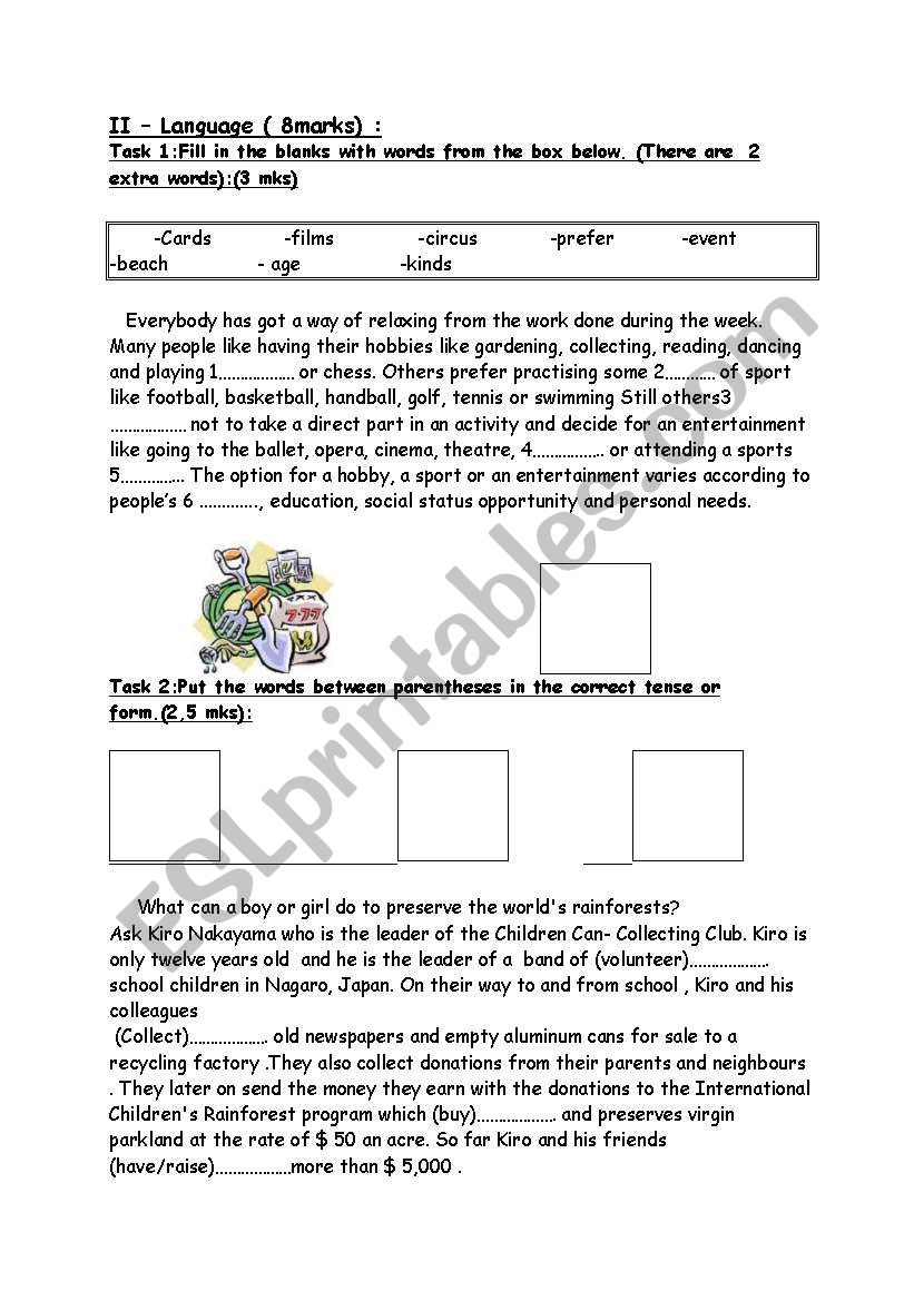 voluntary work entertainment esl worksheet by loubaba