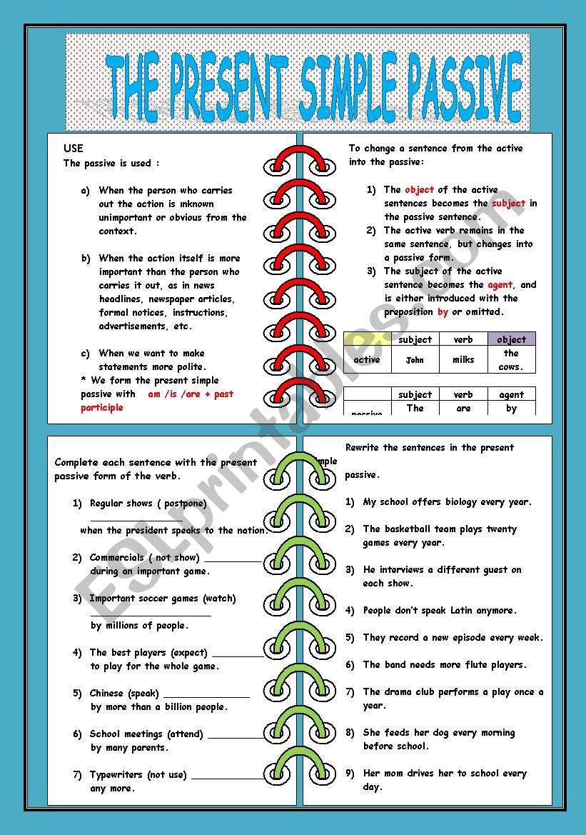 Present Simple Passive Worksheet