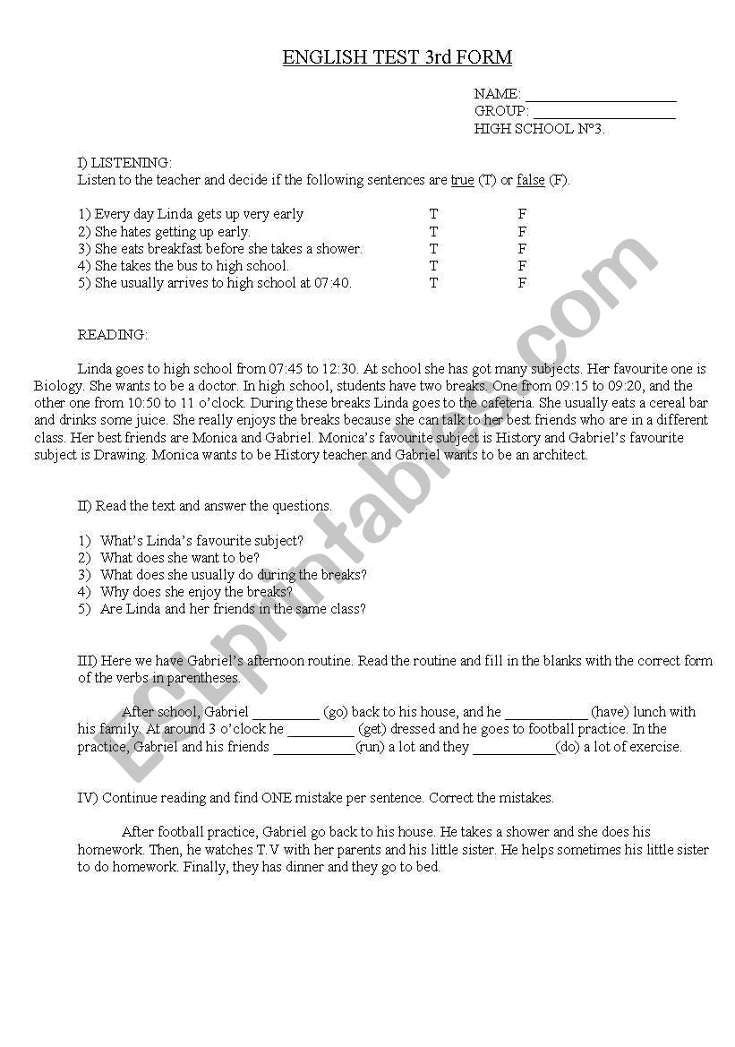 Test on Present Simple and Present Continuous