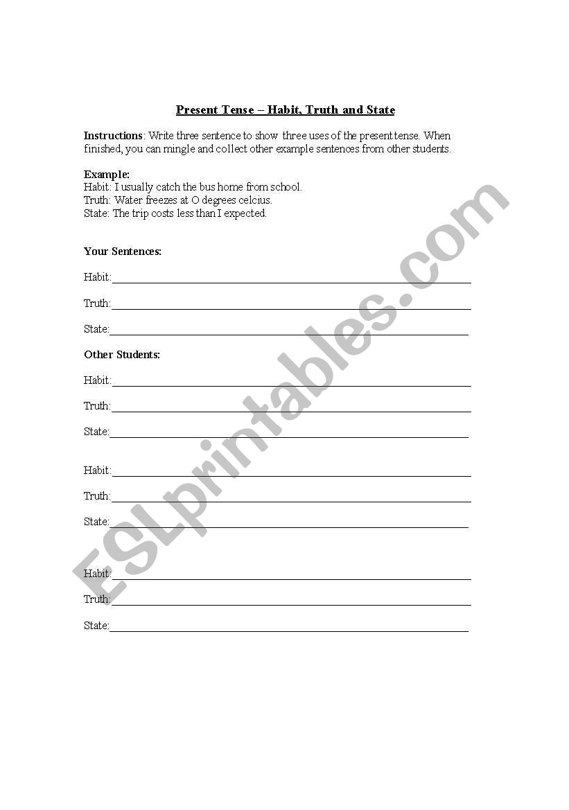 present tense usage worksheet