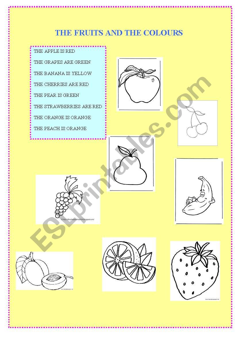 The fruits and their colours worksheet