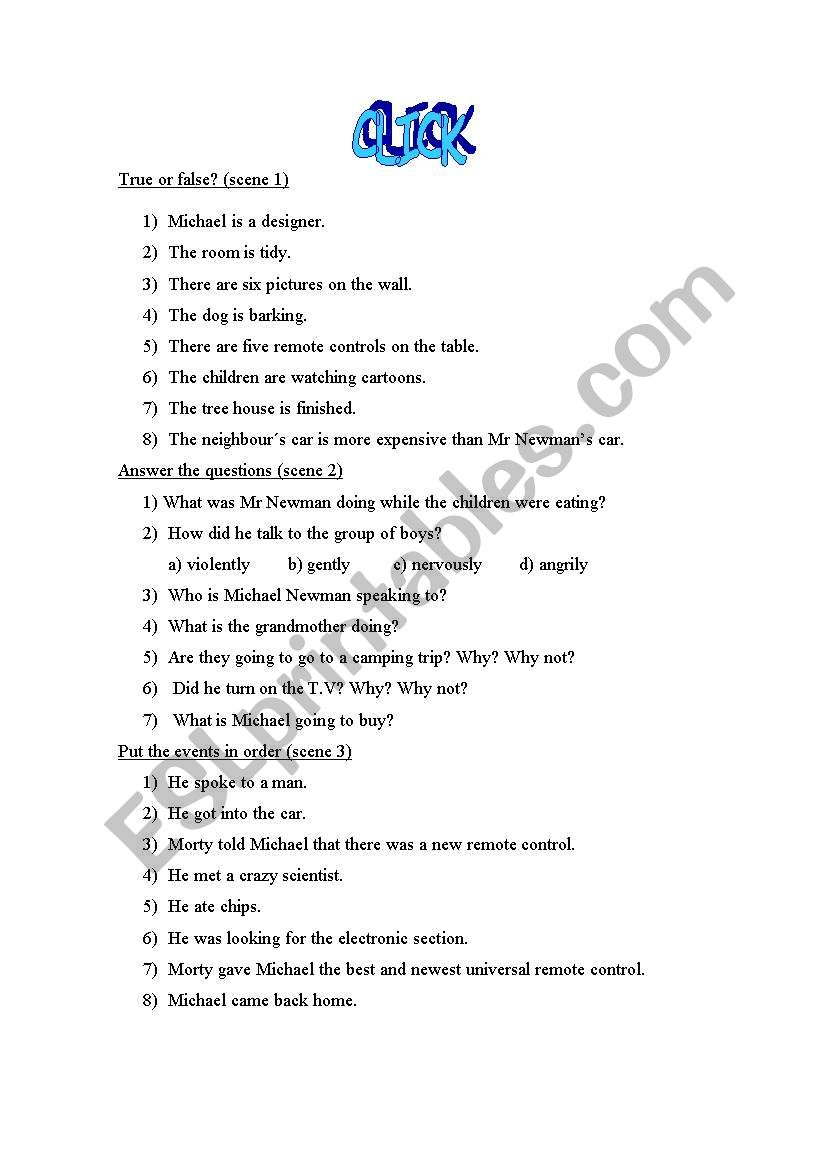 Click worksheet