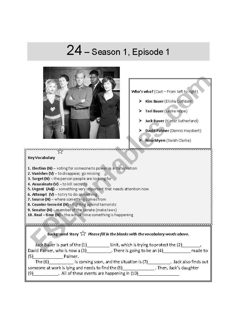 24 - Season One, Episode One worksheet