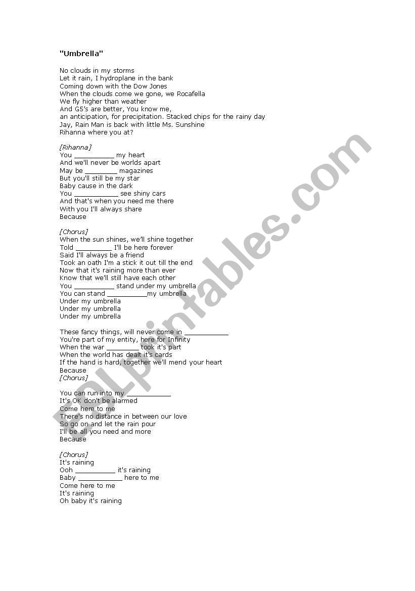 english-worksheets-umbrella-song