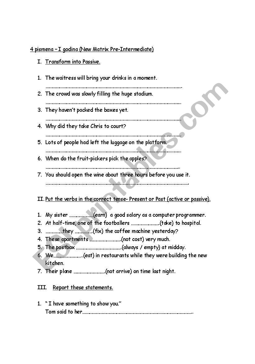 reported speech mixed exercises pdf