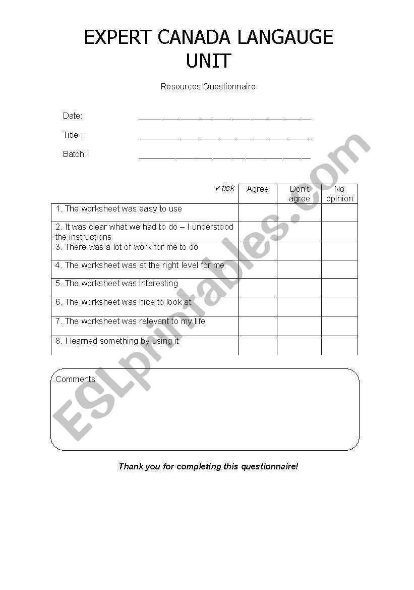 sample assesment  worksheet