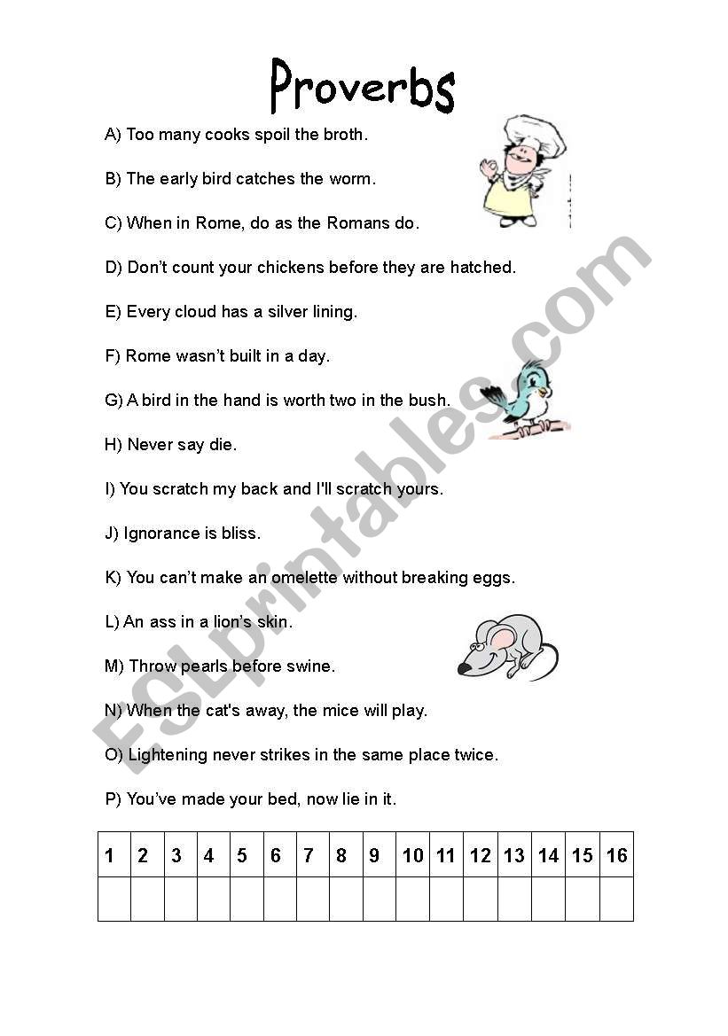 Proverbs Read and Run activity