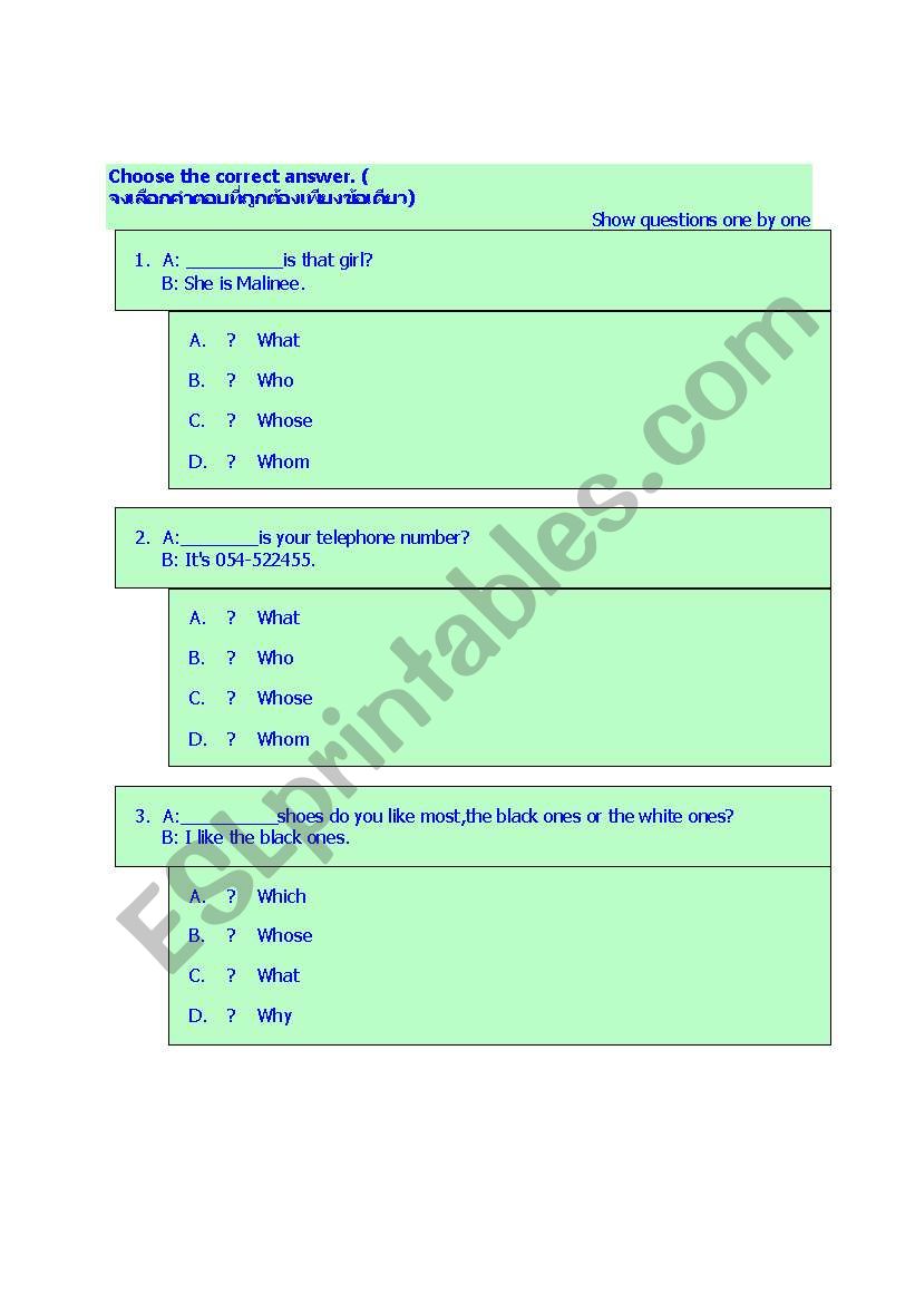 wh-questions worksheet